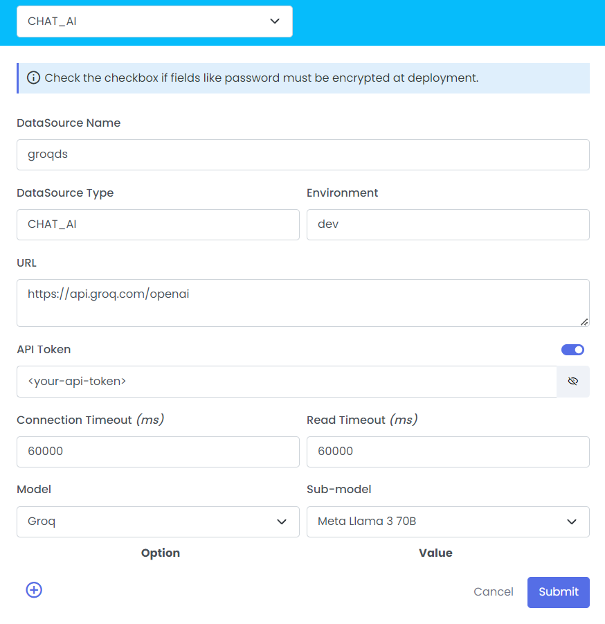 Chat AI configuration
